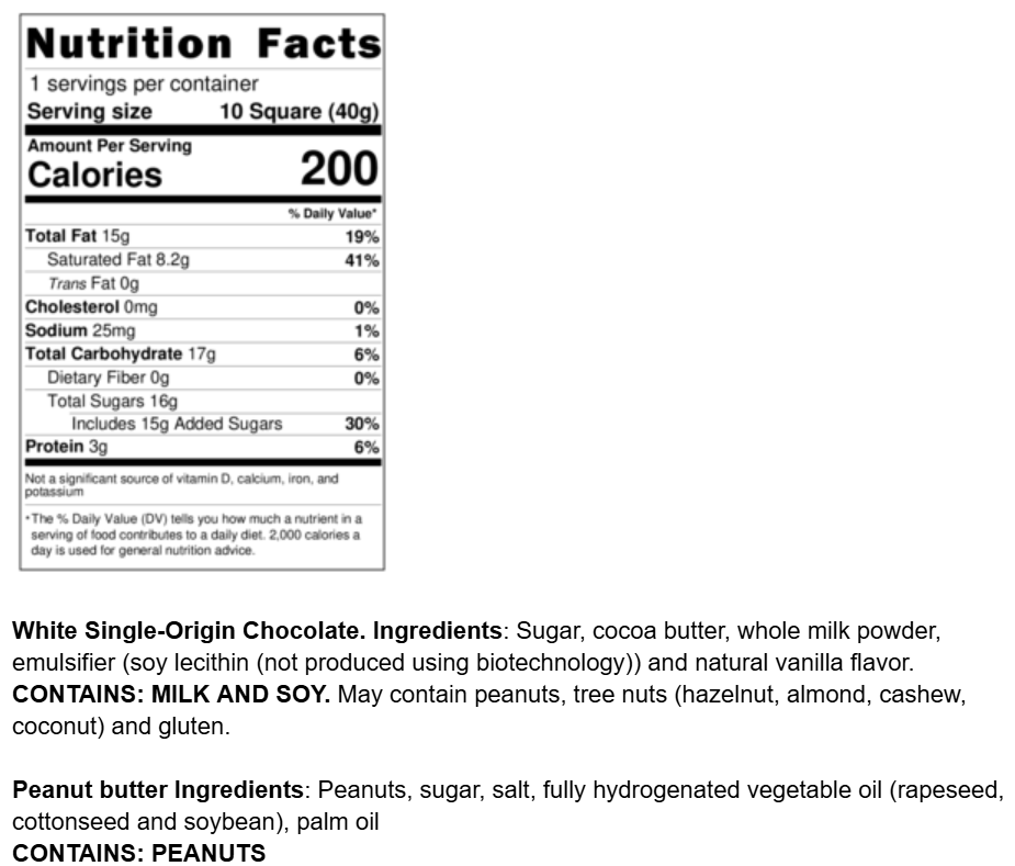 Info Panel Chocolate Bar White