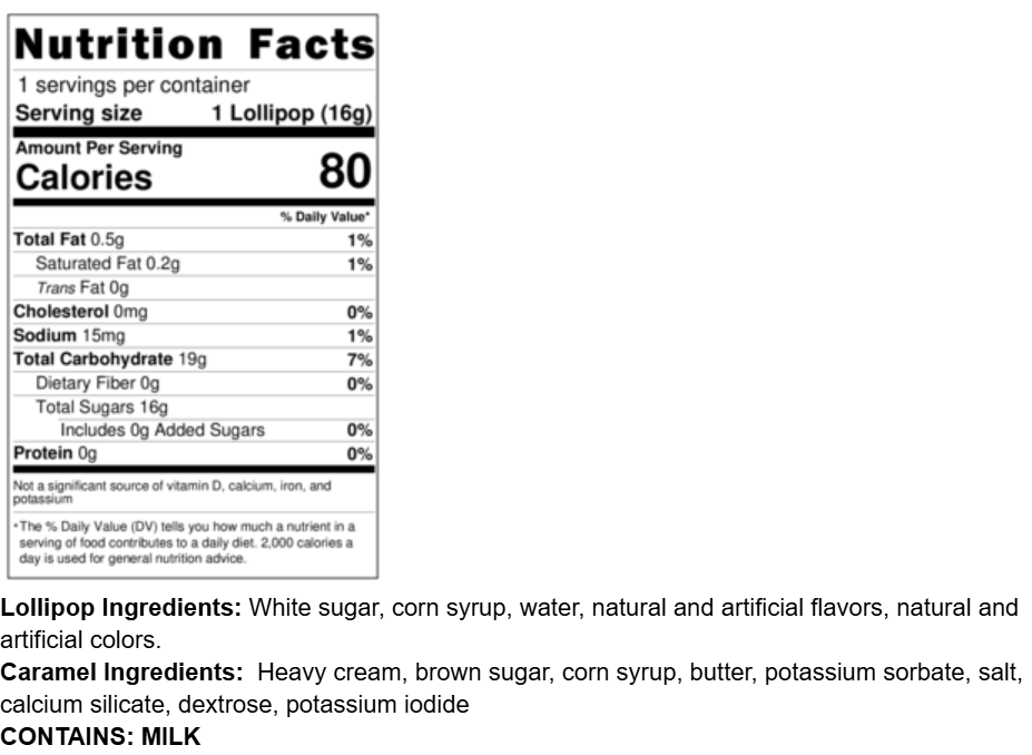 Info Panel Lolli Caramel Apple