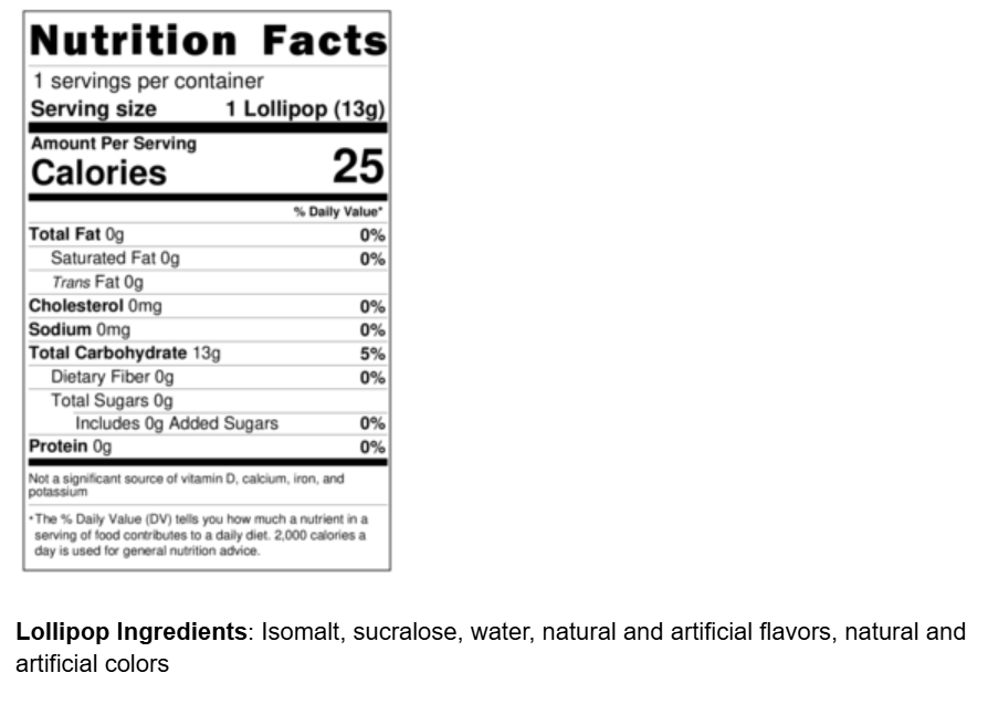 Info Panel Lolli Sugar Free Melon