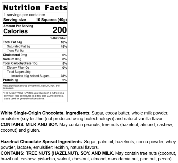 Info Panel White Hazelnut Chocolate Bar